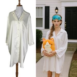 Vintage 80s White Satin Sleep Shirt Costume Upcycle Holly Golighlty